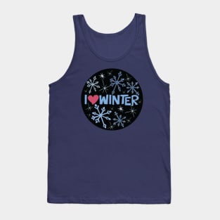 I Heart Winter Illustrated Text with snowflakes Tank Top